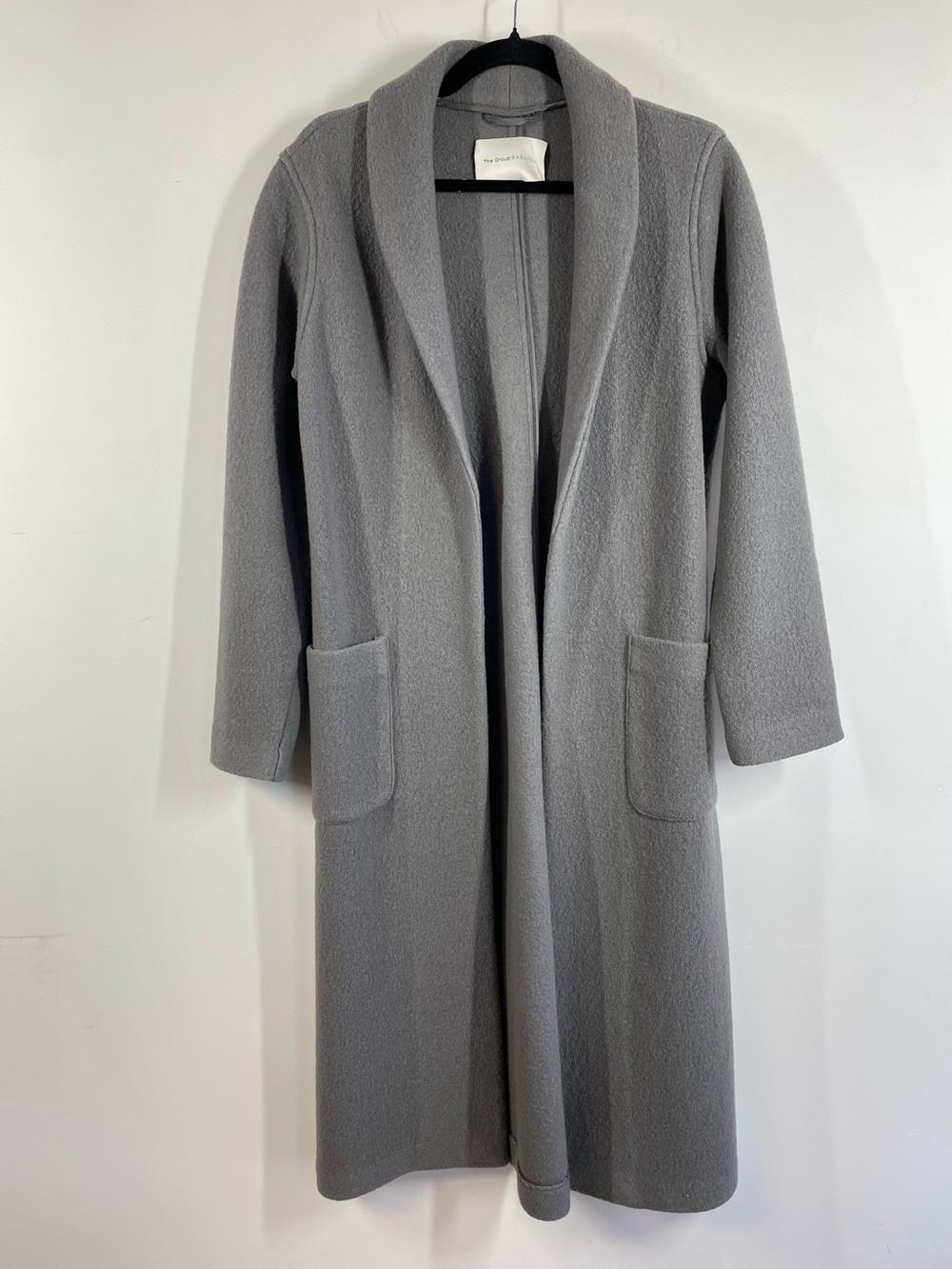 Aritzia Babaton Merino Wool Long Coat Open Cardigan Grey Small Quiet Luxury Chic